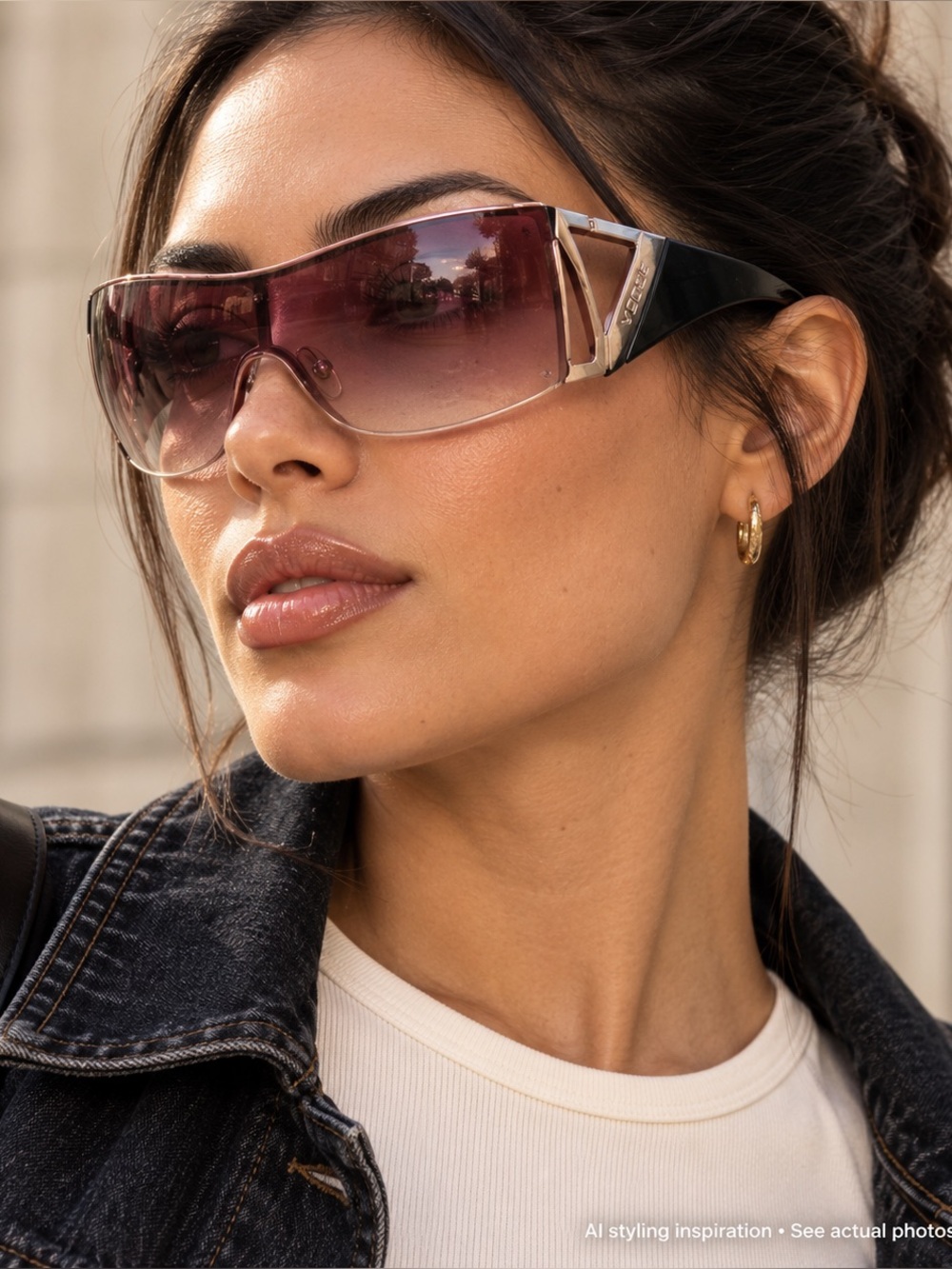 Vogue VO 3681-S Oversized Shield Sunglasses Pink Gradient Y2K With Case